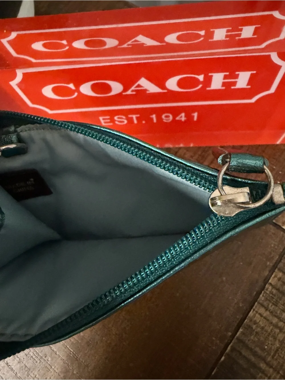 Coach Teal Key Ring Case